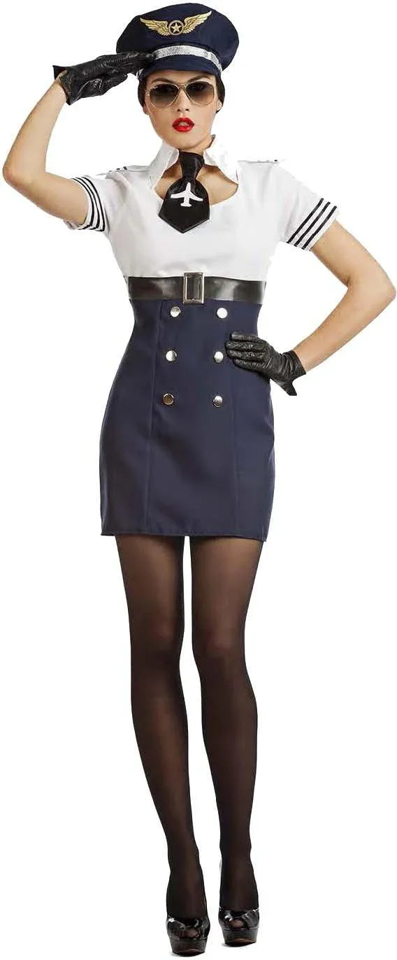 Disfraz de Piloto de Avión Sexy para Mujer Azafatas Kimokawaii